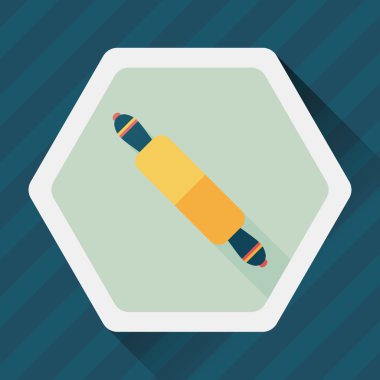 Uzun Gölge, eps10 ile mutfak eşyaları oklava düz simgesi