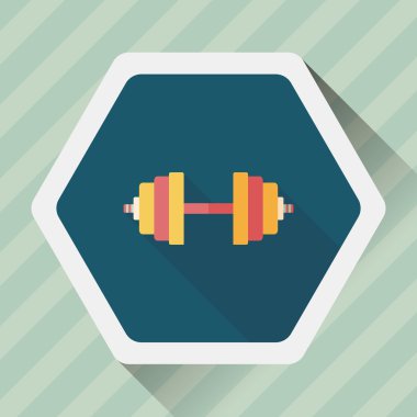 Dumbbell düz simgesi ile uzun gölge, eps10