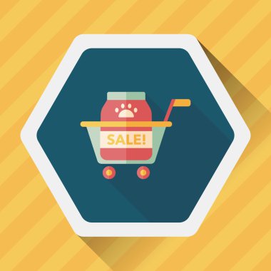 Evde beslenen hayvan Satılık düz simgesi uzun gölge, eps10 ile alışveriş