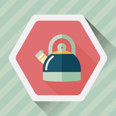 Uzun Gölge, eps10 ile mutfak eşyaları çay potu düz simgesi