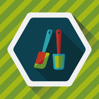 Uzun Gölge, eps10 ile mutfak eşyaları çırpıcı düz simgesi