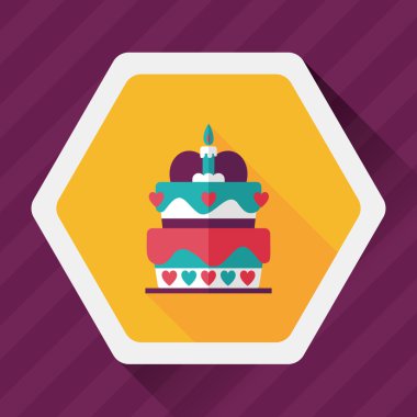 Uzun Gölge, eps10 ile Sevgililer günü pastası düz simgesi