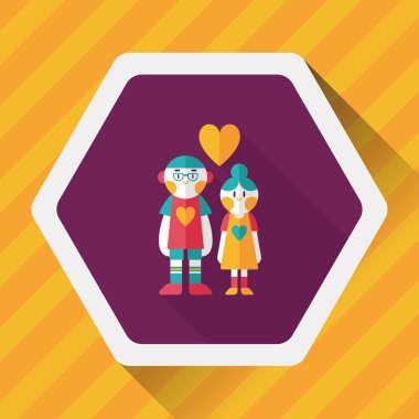 Uzun Gölge, eps10 ile Sevgililer günü Çift düz simgesi