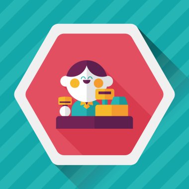 dükkan sahibi uzun gölge, eps10 düz simgesiyle