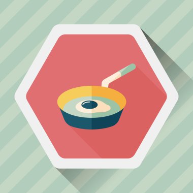 Uzun Gölge, eps ile mutfak eşyaları kızartma tavası ve kürek düz simgesi