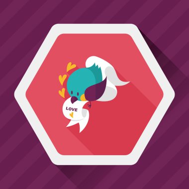 Sevgililer sevgilisi kuş düz simgesi ile uzun gölge, eps10