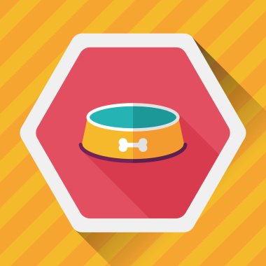 Uzun Gölge, eps10 ile evde beslenen hayvan köpek kase düz simgesi