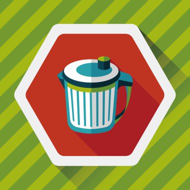 Uzun Gölge, eps10 ile mutfak eşyaları çöp düz simgesi