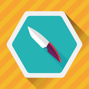 Uzun Gölge, eps10 ile mutfak eşyaları meyve bıçağı düz simgesi