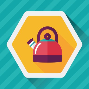 Uzun Gölge, eps10 ile mutfak eşyaları çay potu düz simgesi