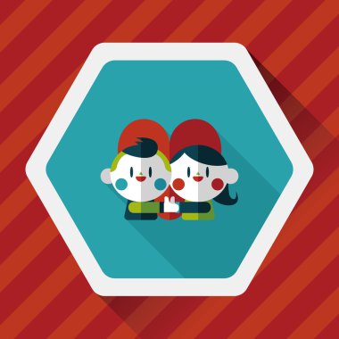 Uzun Gölge, eps10 ile Sevgililer günü Çift düz simgesi