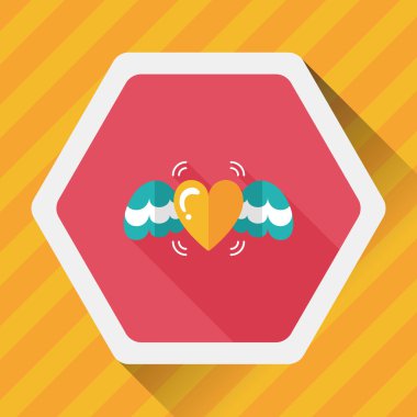 Sevgililer günü aşk kalp düz simgesi ile uzun gölge, eps10