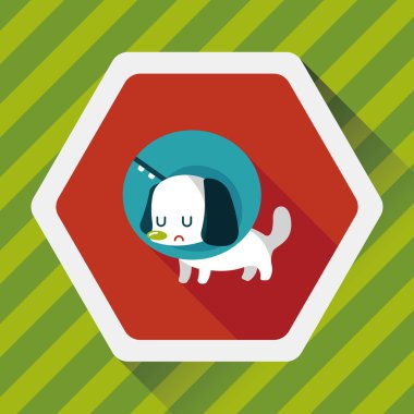 Evde beslenen hayvan Elizabethan yaka uzun gölge, eps10 düz simgesiyle