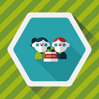 Sevgililer alışveriş uzun gölge, eps10 düz simgesiyle