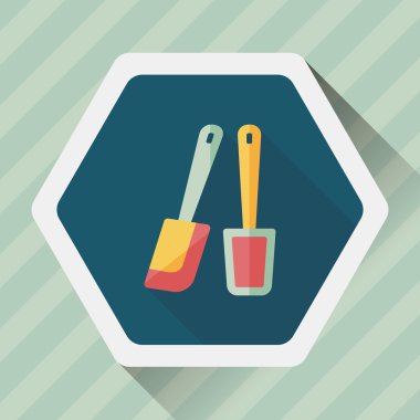 Uzun Gölge, eps10 ile mutfak eşyaları çırpıcı düz simgesi