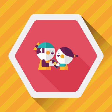 Sevgililer alışveriş uzun gölge, eps10 düz simgesiyle