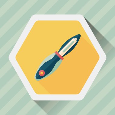 Uzun Gölge, eps10 ile mutfak eşyaları meyve bıçağı düz simgesi