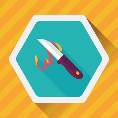 Uzun Gölge, eps10 ile mutfak eşyaları meyve bıçağı düz simgesi