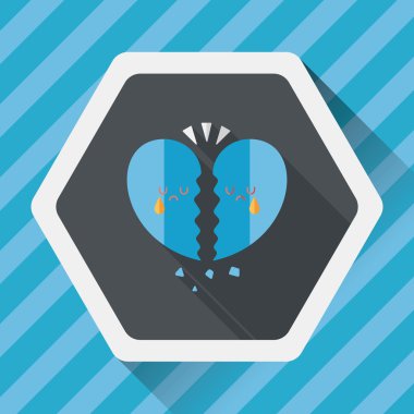 Sevgililer günü kırık kalp düz simgesi ile uzun gölge, eps10