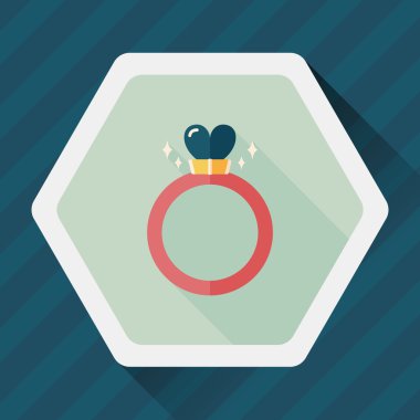 Uzun Gölge, ep ile Sevgililer günü kalp elmas yüzük düz simgesi