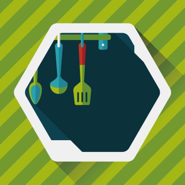 Uzun Gölge, eps10 ile mutfak eşyaları spatula düz simgesi