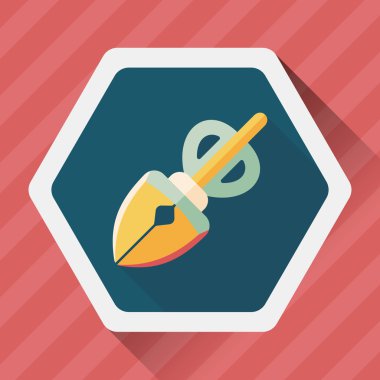 Evde beslenen hayvan köpek poo ekipman düz simgesi uzun gölge, eps10 ile al