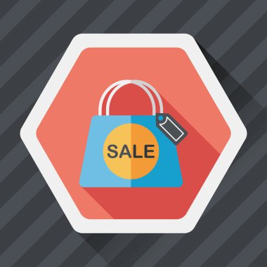 kağıt çanta düz simgesi uzun gölge, eps1 ile alışveriş