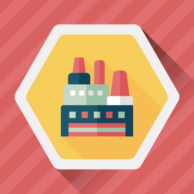 Bina Fabrika düz simgesi ile uzun gölge, eps10