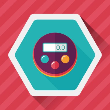 Uzun Gölge, eps10 ile mutfak eşyaları Zamanlayıcı düz simgesi