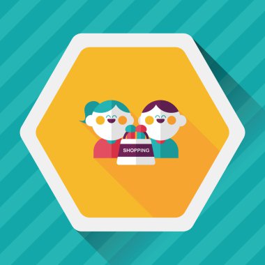 Sevgililer alışveriş uzun gölge, eps10 düz simgesiyle