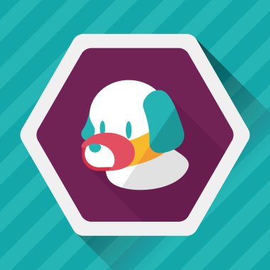 Evde beslenen hayvan köpek ağız kapak düz simgesiyle uzun gölge, eps10