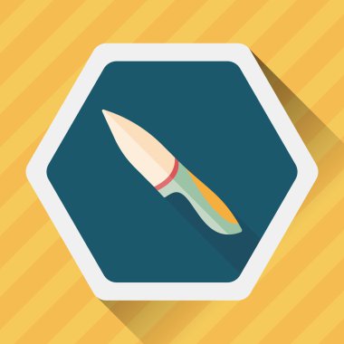 Uzun Gölge, eps10 ile mutfak eşyaları meyve bıçağı düz simgesi