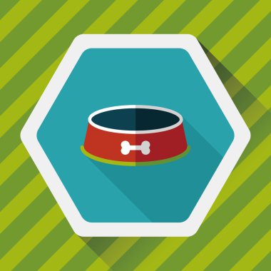 Uzun Gölge, eps10 ile evde beslenen hayvan köpek kase düz simgesi