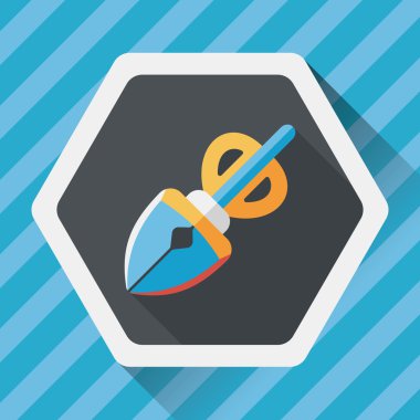 Evde beslenen hayvan köpek poo ekipman düz simgesi uzun gölge, eps10 ile al