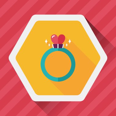 Uzun Gölge, ep ile Sevgililer günü kalp elmas yüzük düz simgesi