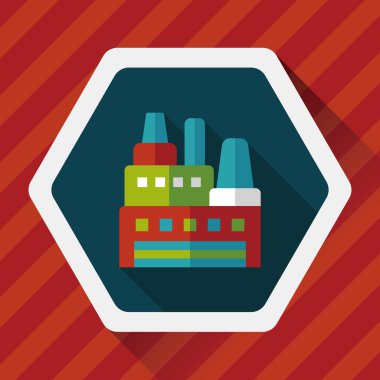 Bina Fabrika düz simgesi ile uzun gölge, eps10