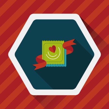 Uzun Gölge, eps10 ile Sevgililer günü prezervatif düz simgesi