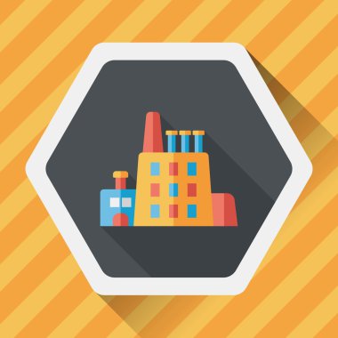 Bina Fabrika düz simgesi ile uzun gölge, eps10