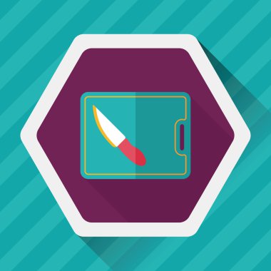 uzun gölge ile yönetim kurulu ve bıçak düz simgesi doğrama mutfak eşyaları,