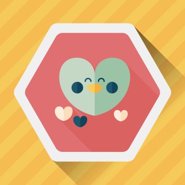 Sevgililer günü aşk kalp düz simgesi ile uzun gölge, eps10