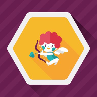 Sevgililer günü aşk tanrısı uzun gölge, eps10 düz simgesiyle