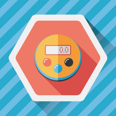 Uzun Gölge, eps10 ile mutfak eşyaları Zamanlayıcı düz simgesi