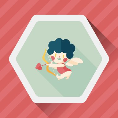 Sevgililer günü aşk tanrısı uzun gölge, eps10 düz simgesiyle