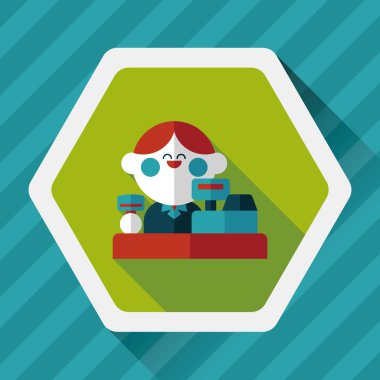 dükkan sahibi uzun gölge, eps10 düz simgesiyle