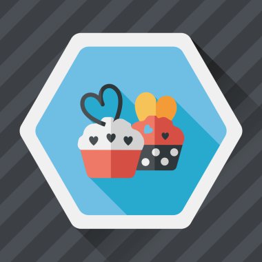 Uzun Gölge, eps10 ile Sevgililer günü cupcake düz simgesi