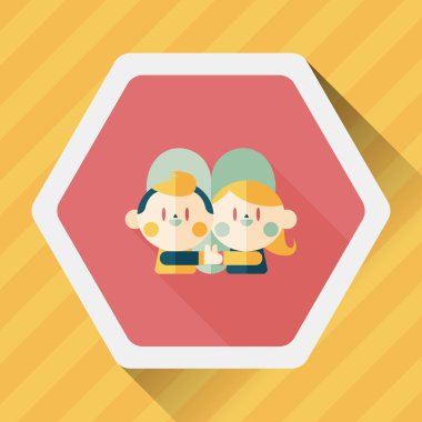 Uzun Gölge, eps10 ile Sevgililer günü Çift düz simgesi