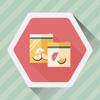 mutfak eşyaları fermuar çanta uzun gölge, eps10 simgesiyle düz