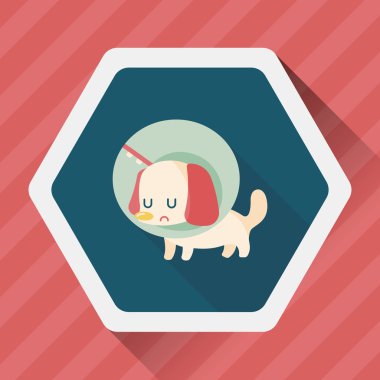 Evde beslenen hayvan Elizabethan yaka uzun gölge, eps10 düz simgesiyle