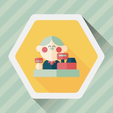 dükkan sahibi uzun gölge, eps10 düz simgesiyle