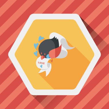 Sevgililer sevgilisi kuş düz simgesi ile uzun gölge, eps10